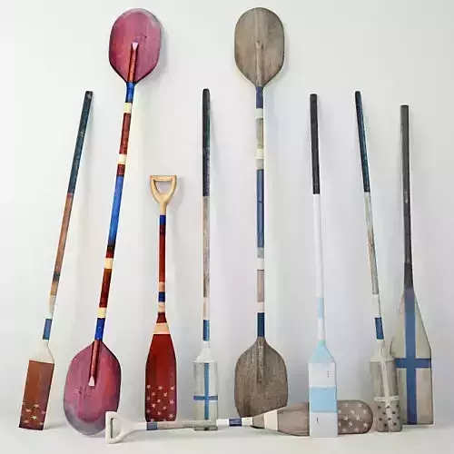 Vintage Wooden Paddles and Oars by Jeffan 3D model