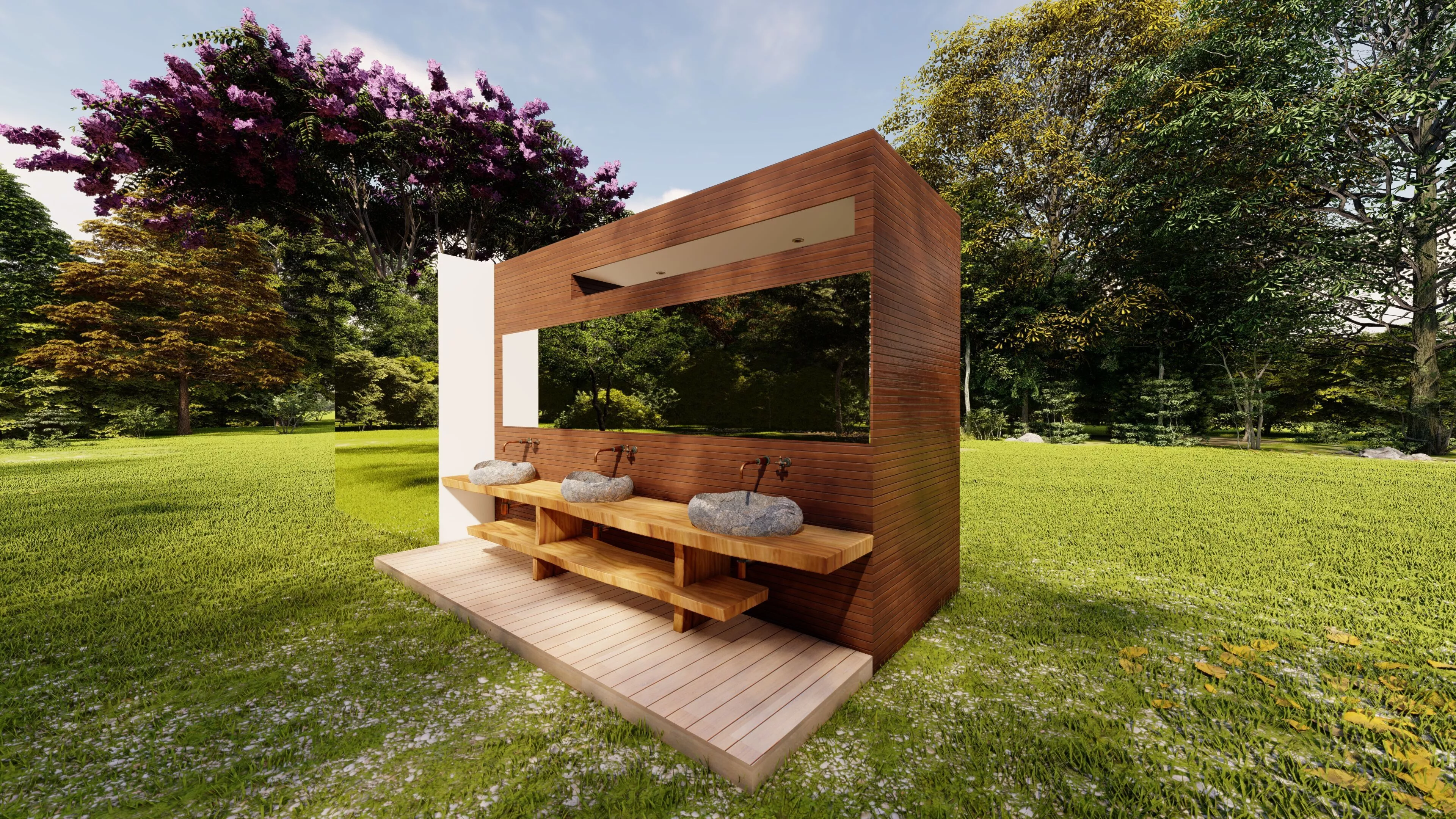 LUXURY OUTDOOR SHOWER AND RESTROOM MODULE 3D model