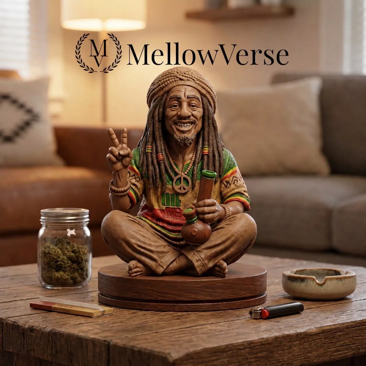 Reggae Hippie Herb Grinder-2-Part Magnetic-MellowVerse 3D print model