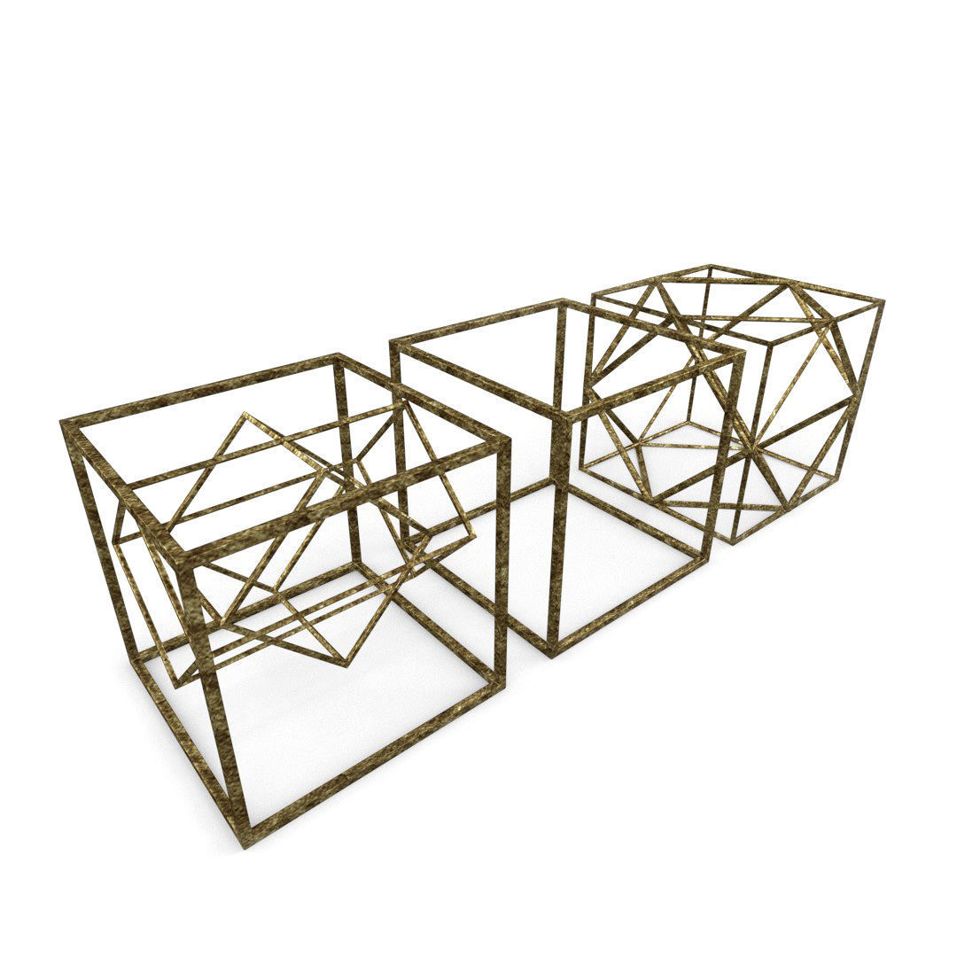 Geometric Decor Objects - Cube Frames 3D model_1