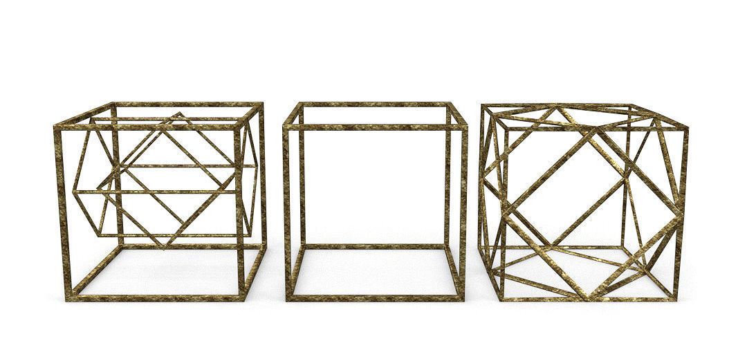 Geometric Decor Objects - Cube Frames 3D model_2