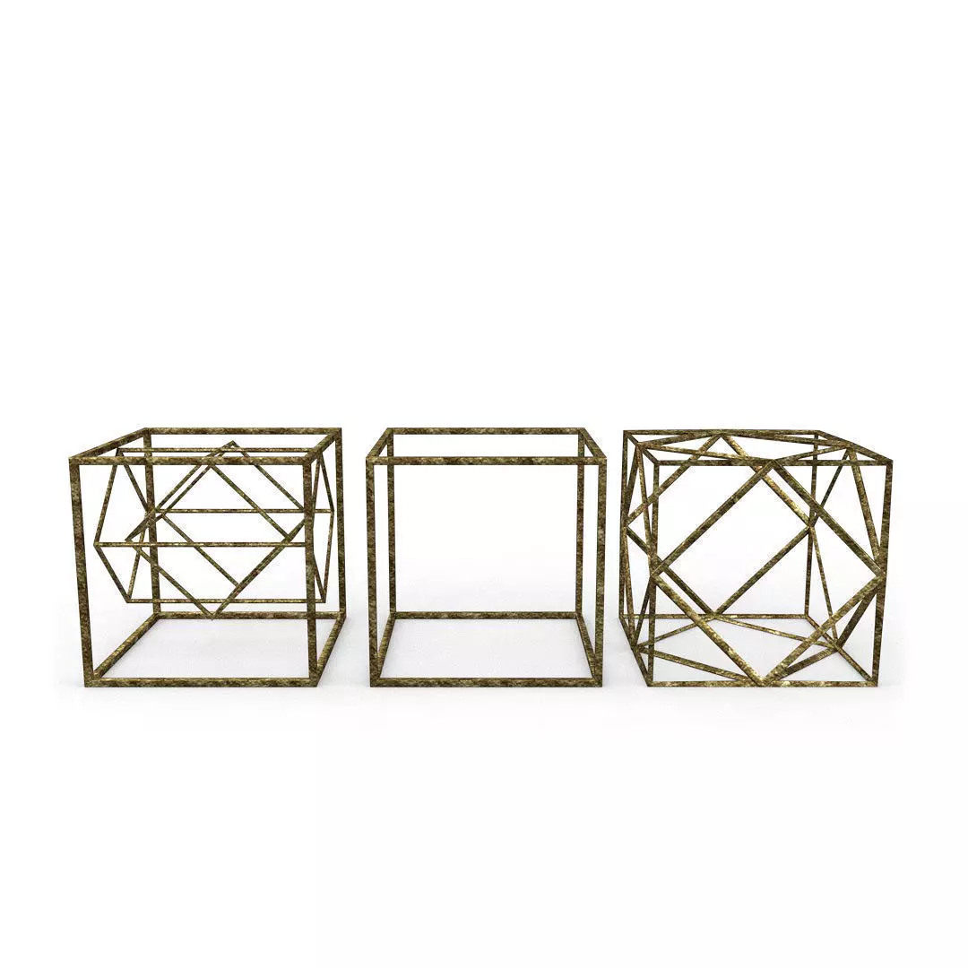 Geometric Decor Objects - Cube Frames 3D model_0