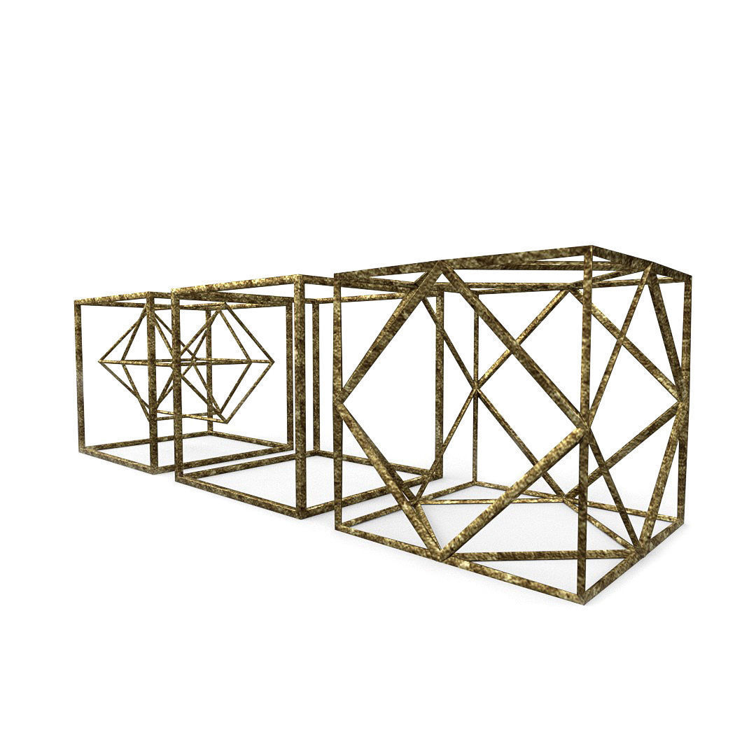 Geometric Decor Objects - Cube Frames 3D model_3