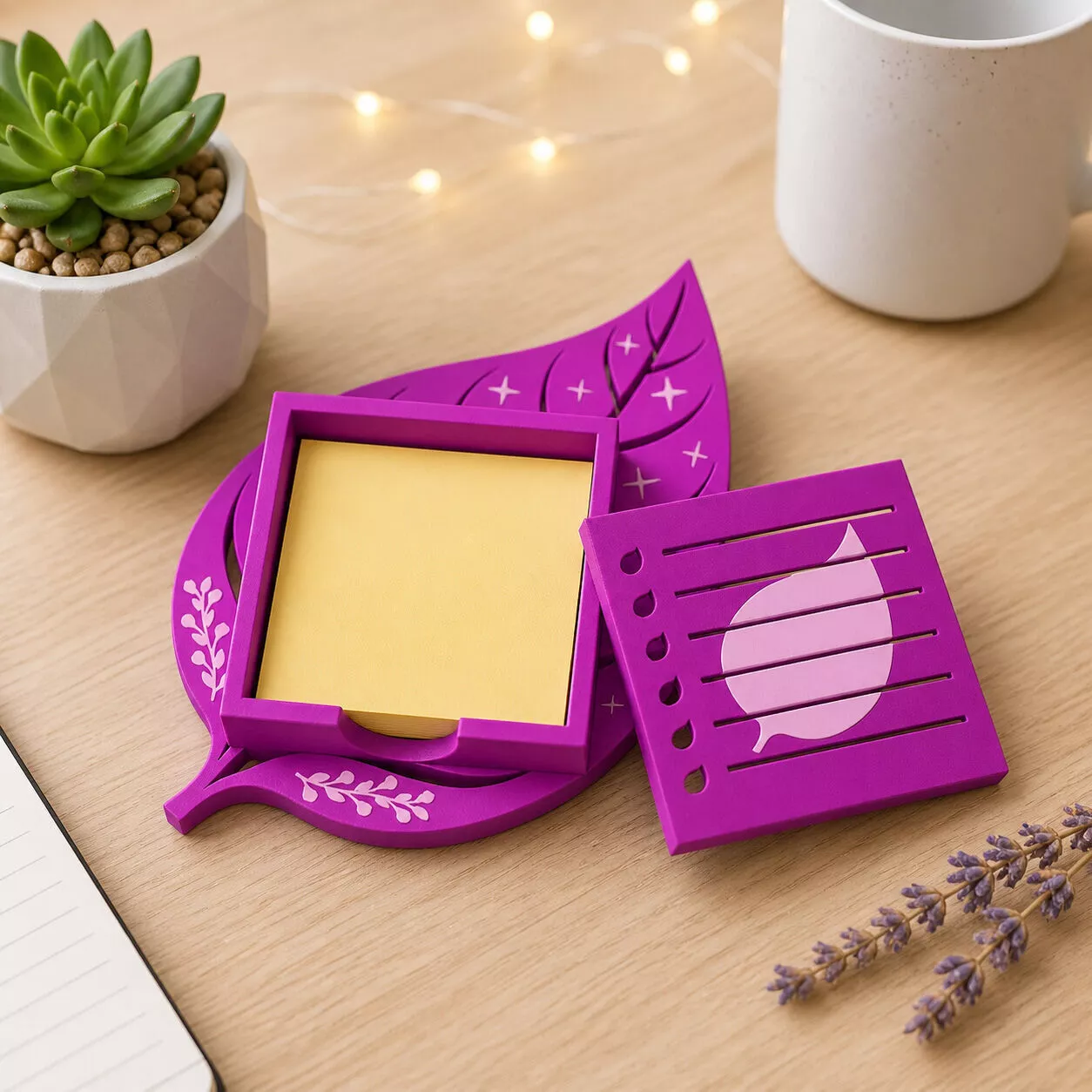 Sticky Note Holder STL - Functional Botanical Desktop Organizer 3D print model