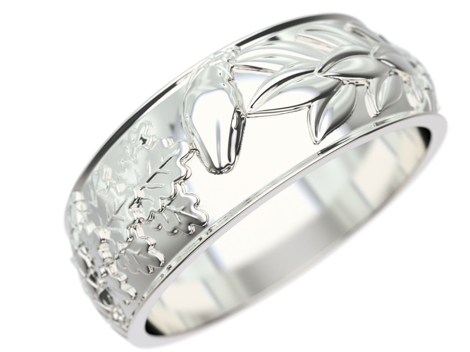 Ring sterling silver wedding band with leaves and flowers