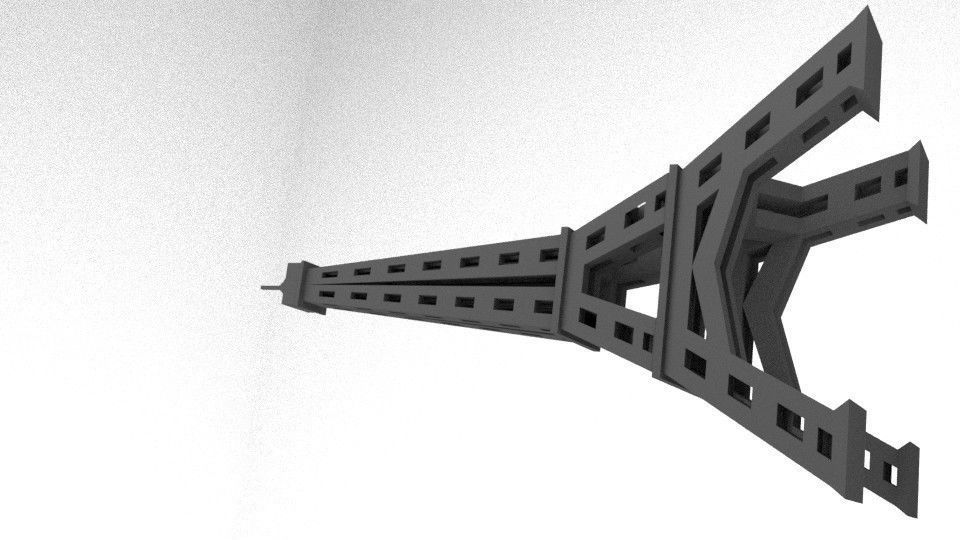 Paris Eiffel Tower Cartoon Low-poly 3D model_2