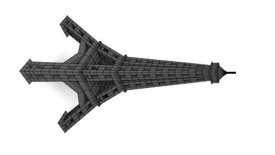 Paris Eiffel Tower Cartoon Low-poly 3D model_3