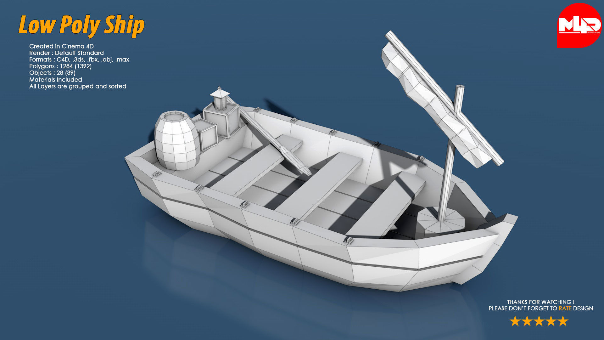 Low Poly Ship Pack Low-poly 3D model_4