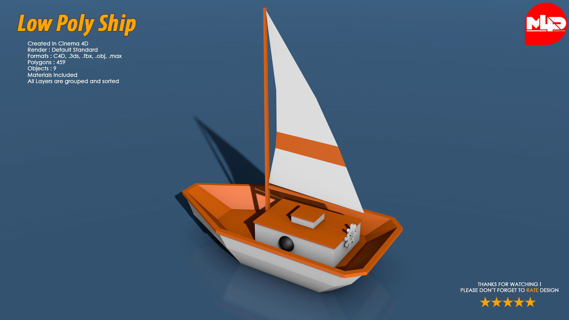 Low Poly Ship Pack Low-poly 3D model_8