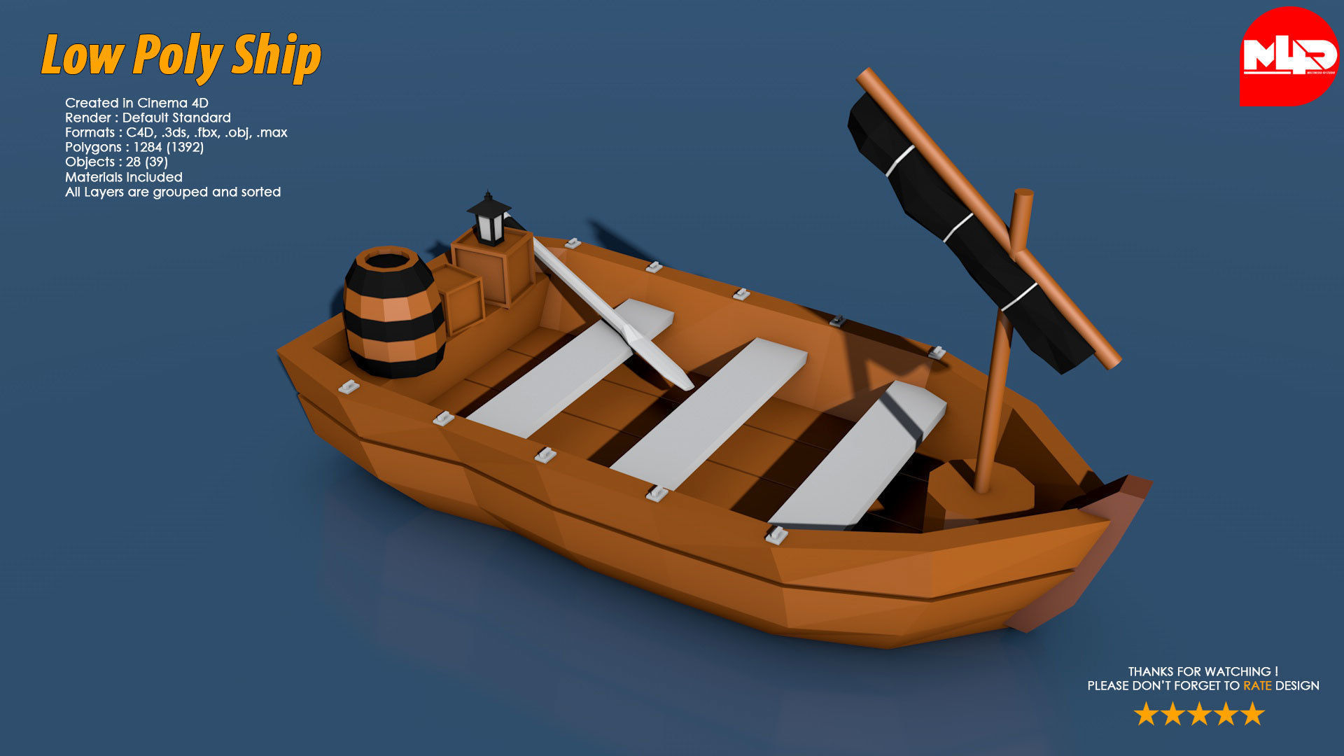 Low Poly Ship Pack Low-poly 3D model_3