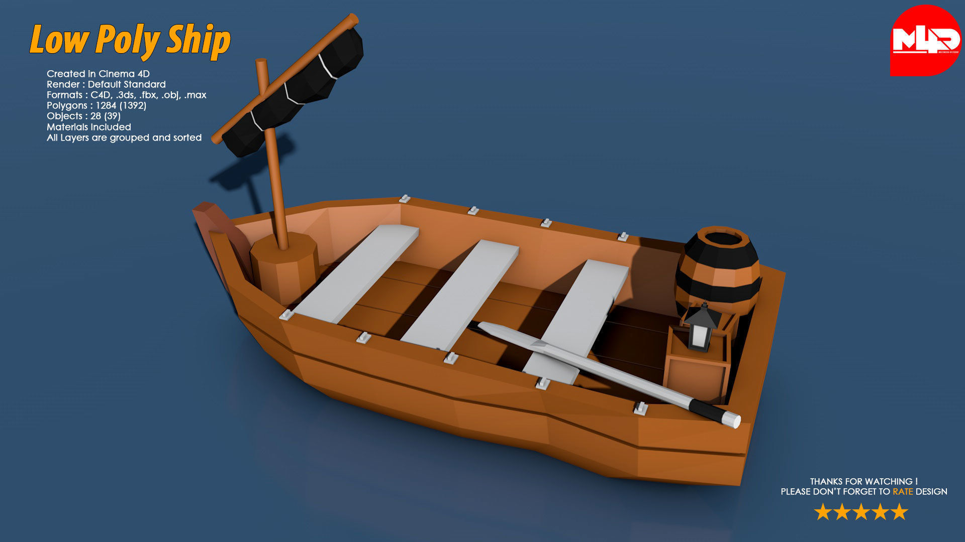 Low Poly Ship Pack Low-poly 3D model_1