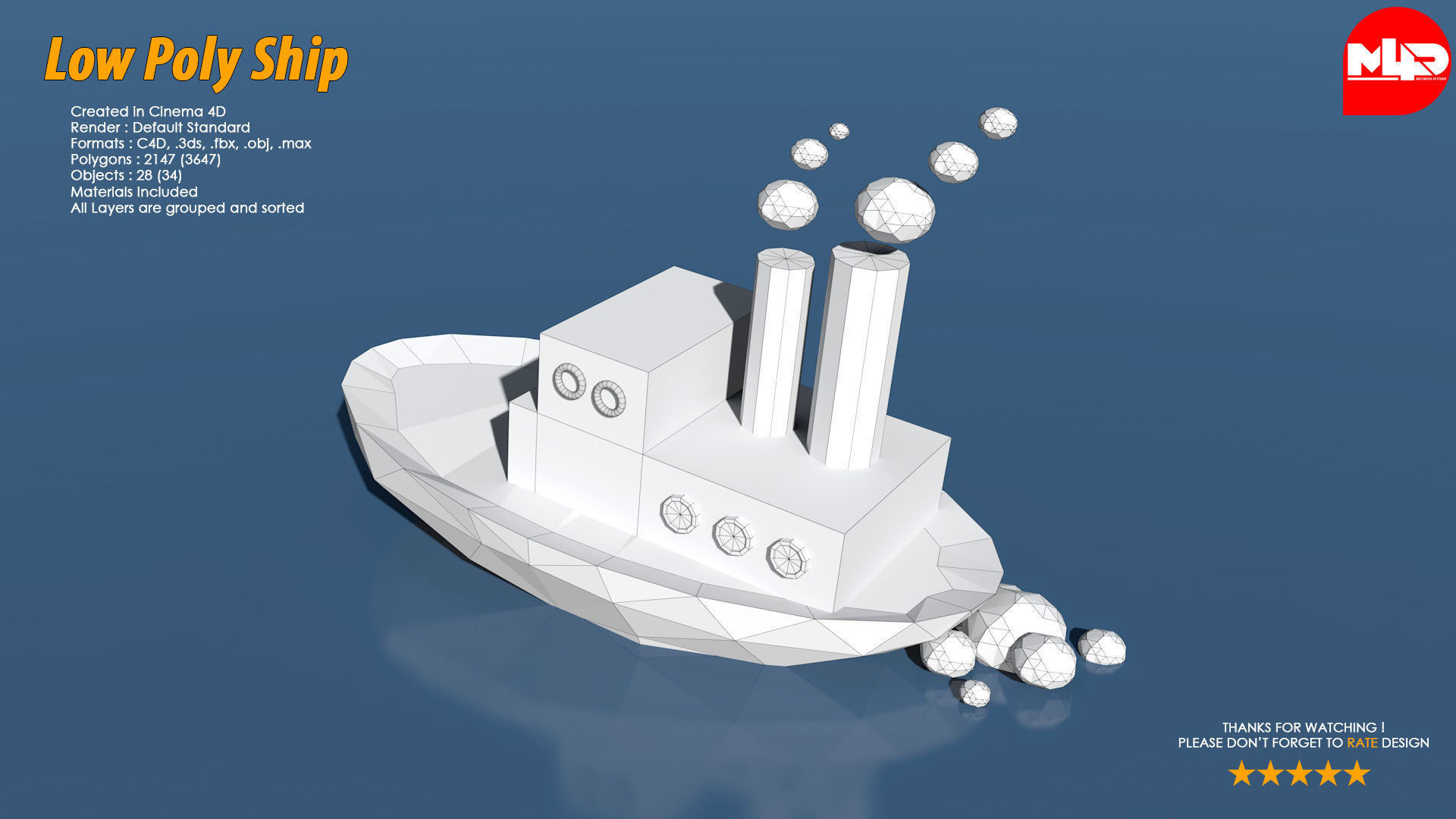 Low Poly Ship Pack Low-poly 3D model_14