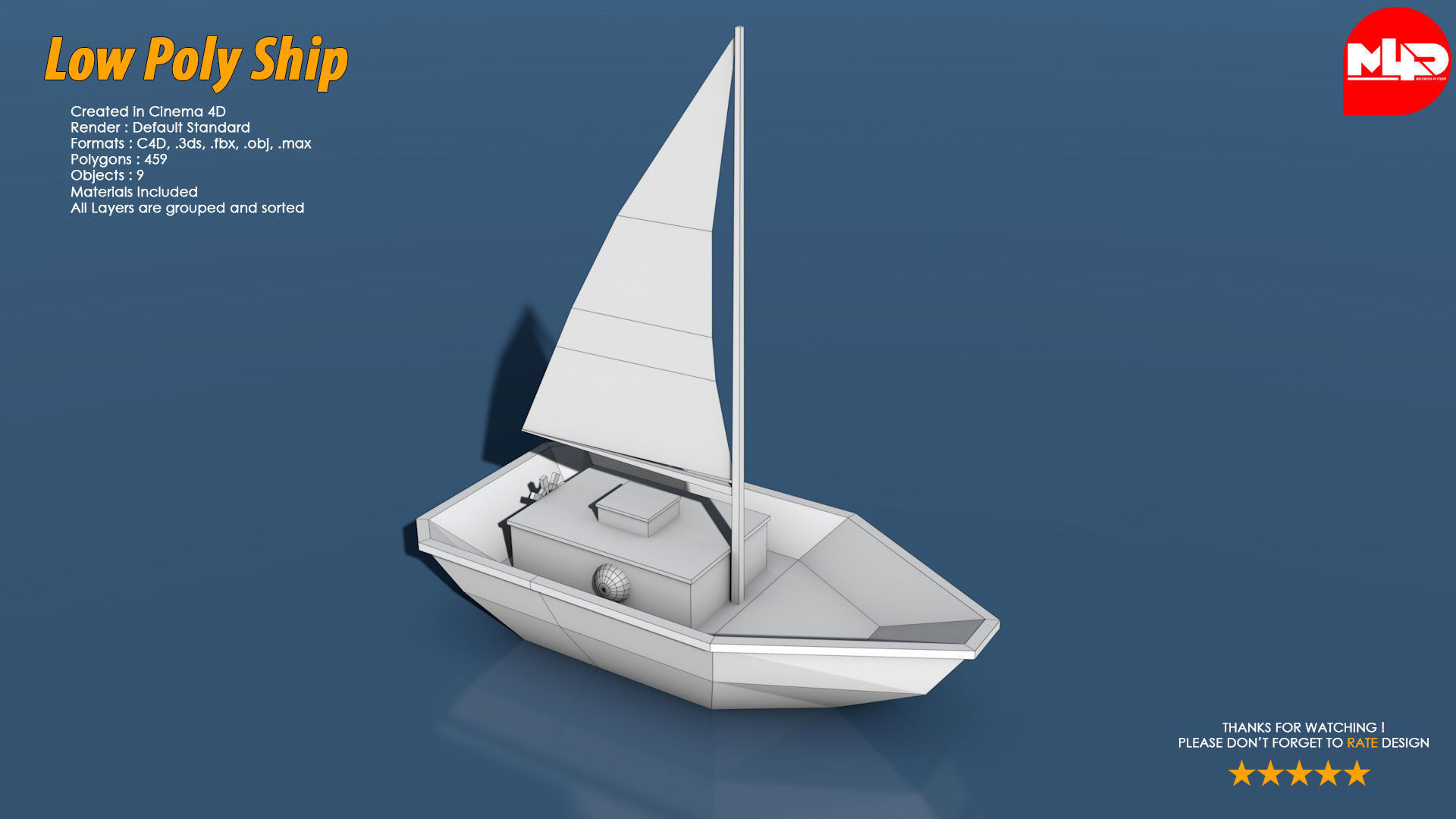 Low Poly Ship Pack Low-poly 3D model_7