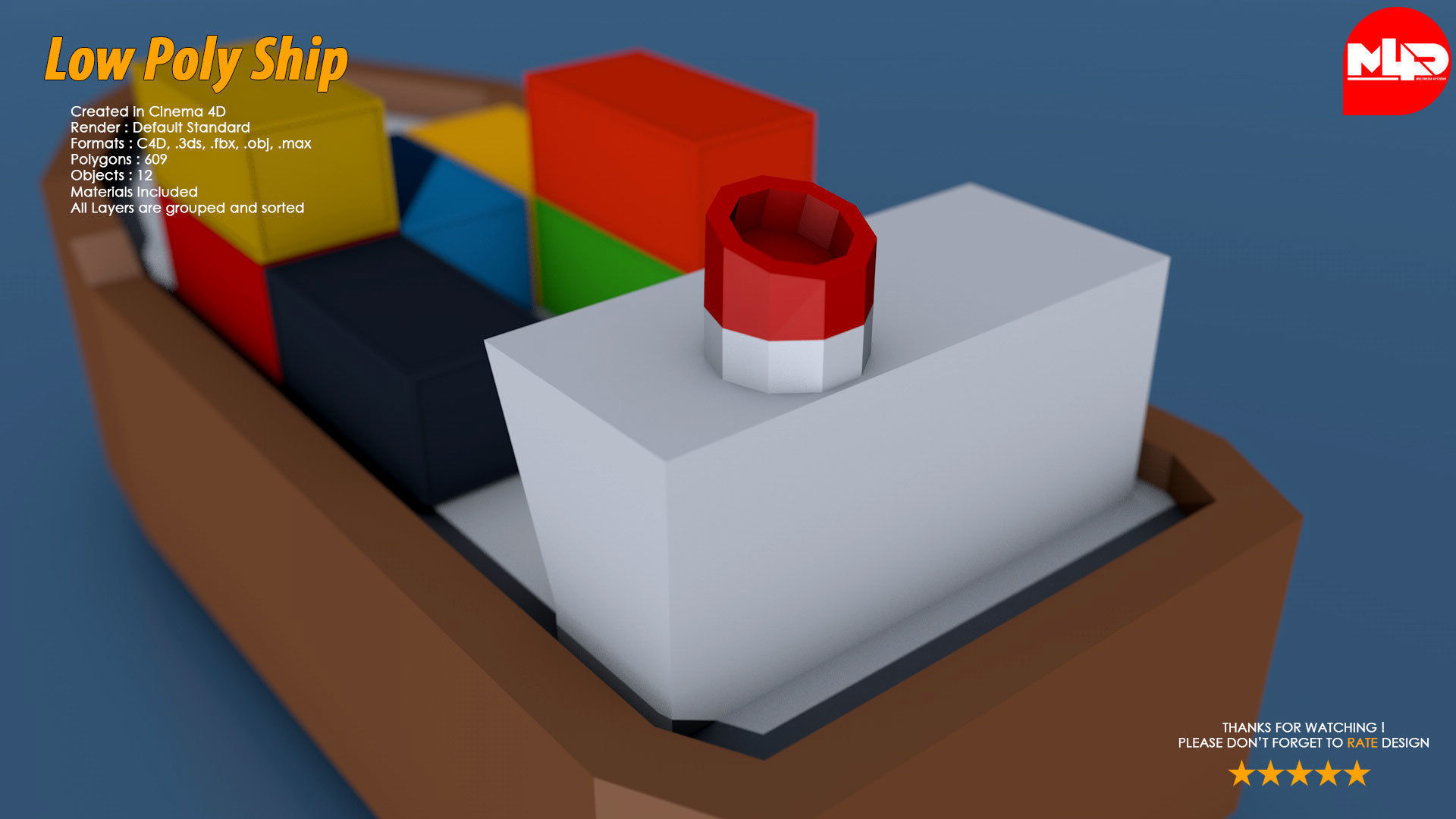 Low Poly Ship Pack Low-poly 3D model_19