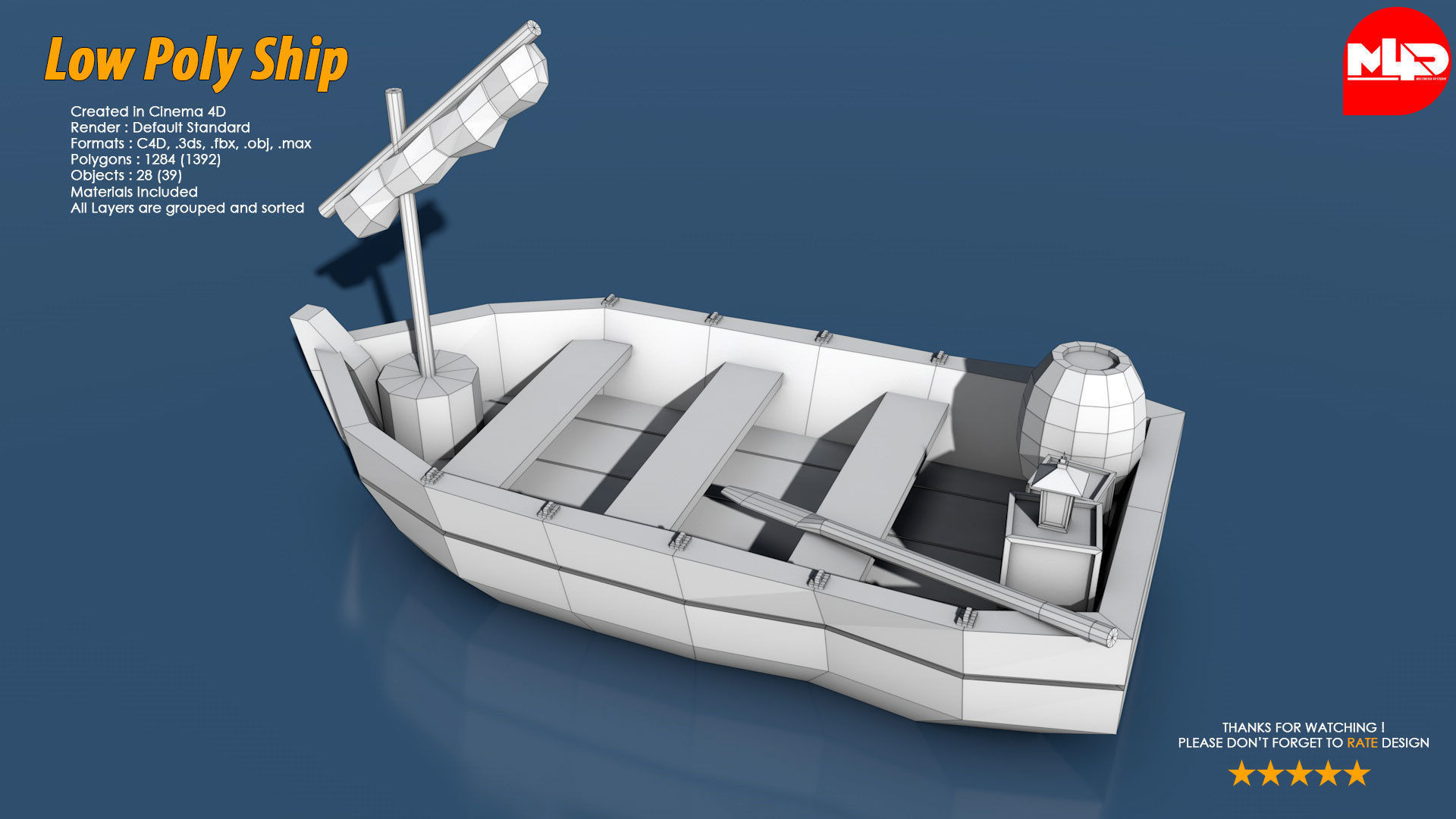 Low Poly Ship Pack Low-poly 3D model_2
