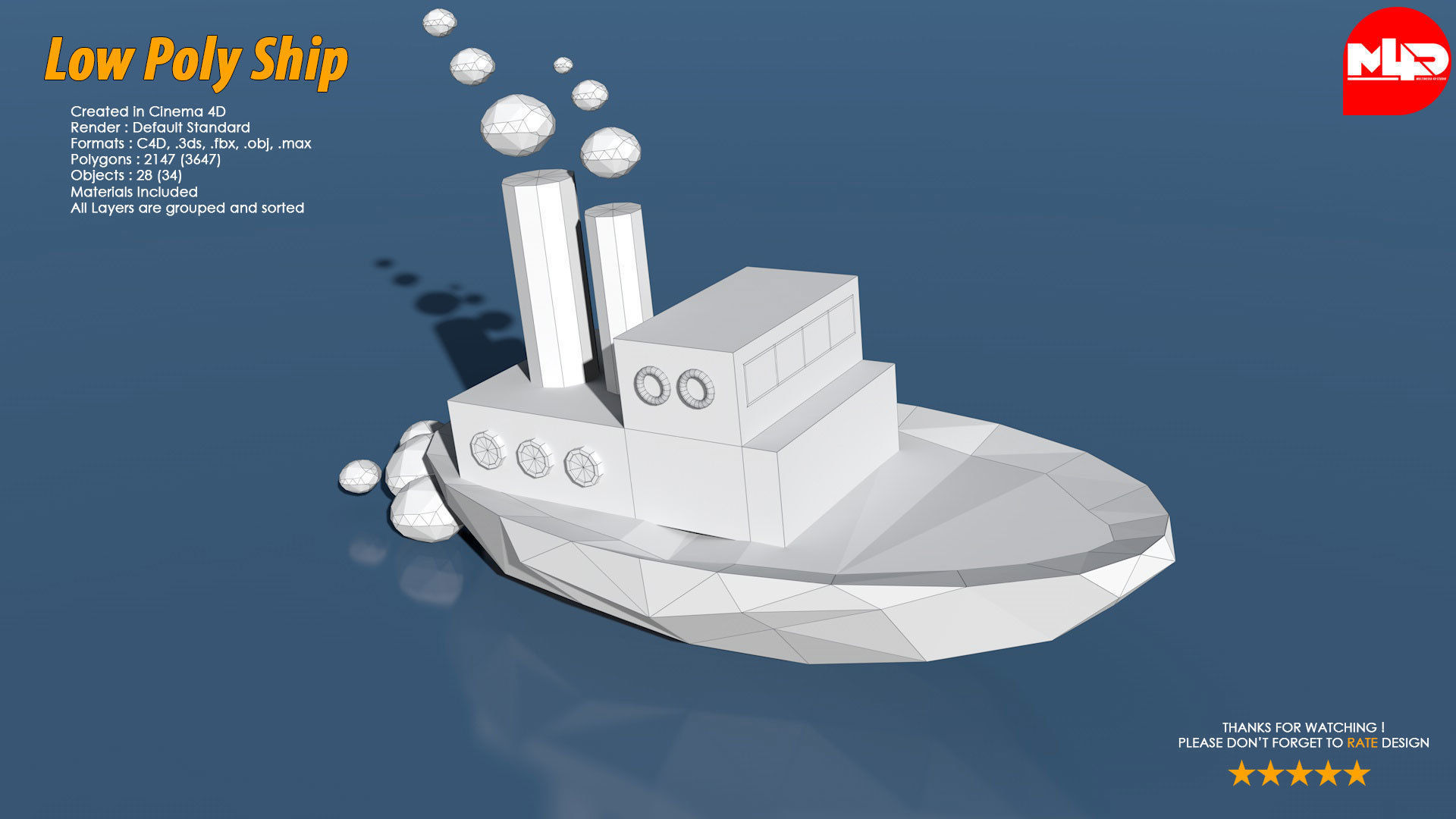 Low Poly Ship Pack Low-poly 3D model_12