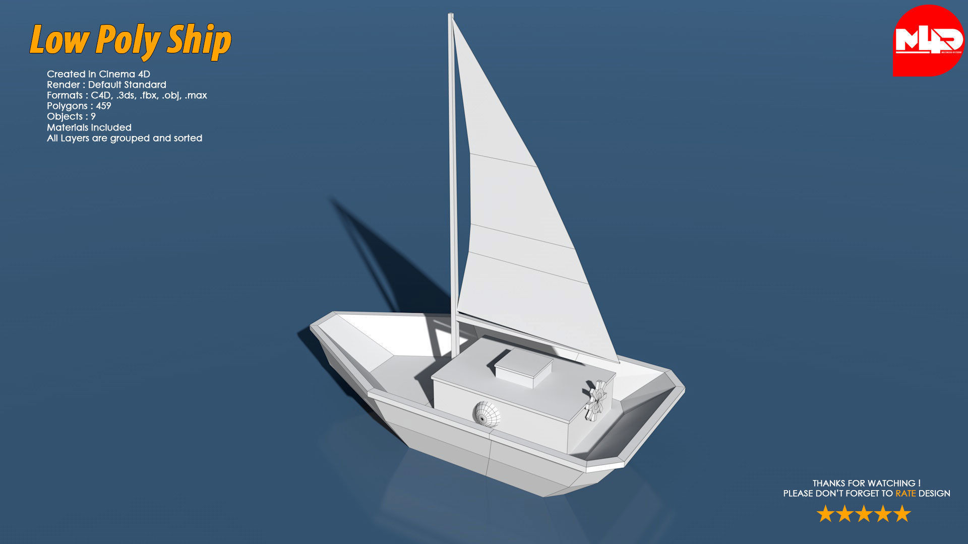 Low Poly Ship Pack Low-poly 3D model_9