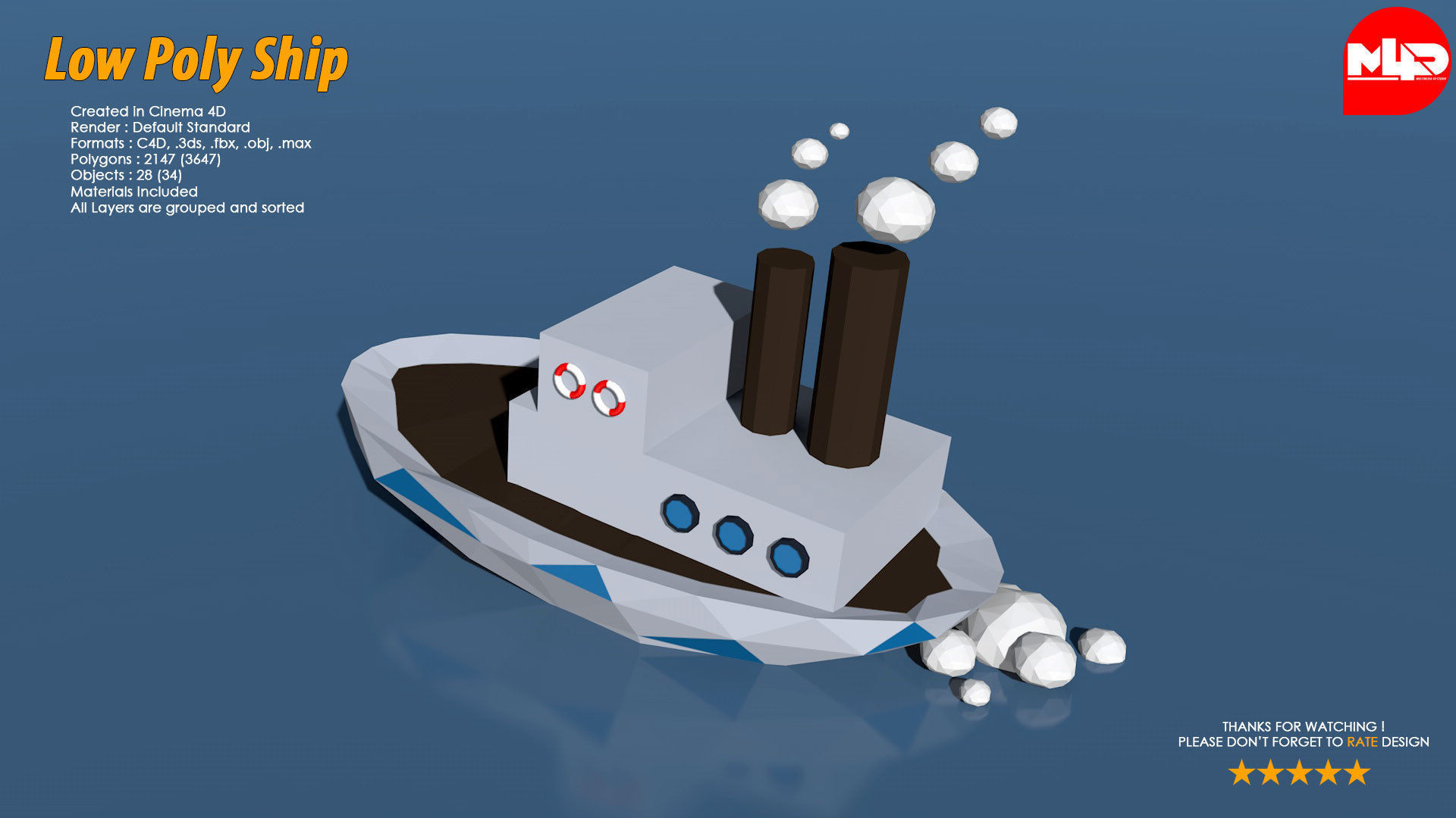 Low Poly Ship Pack Low-poly 3D model_13