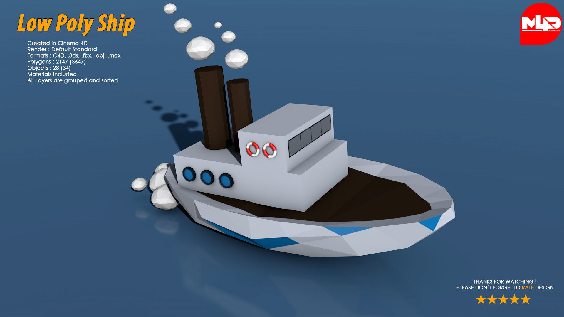 Low Poly Ship Pack Low-poly 3D model_11