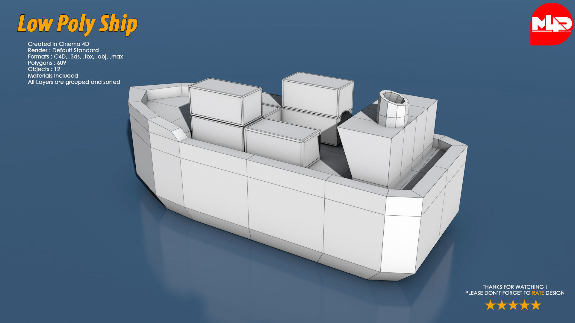 Low Poly Ship Pack Low-poly 3D model_16
