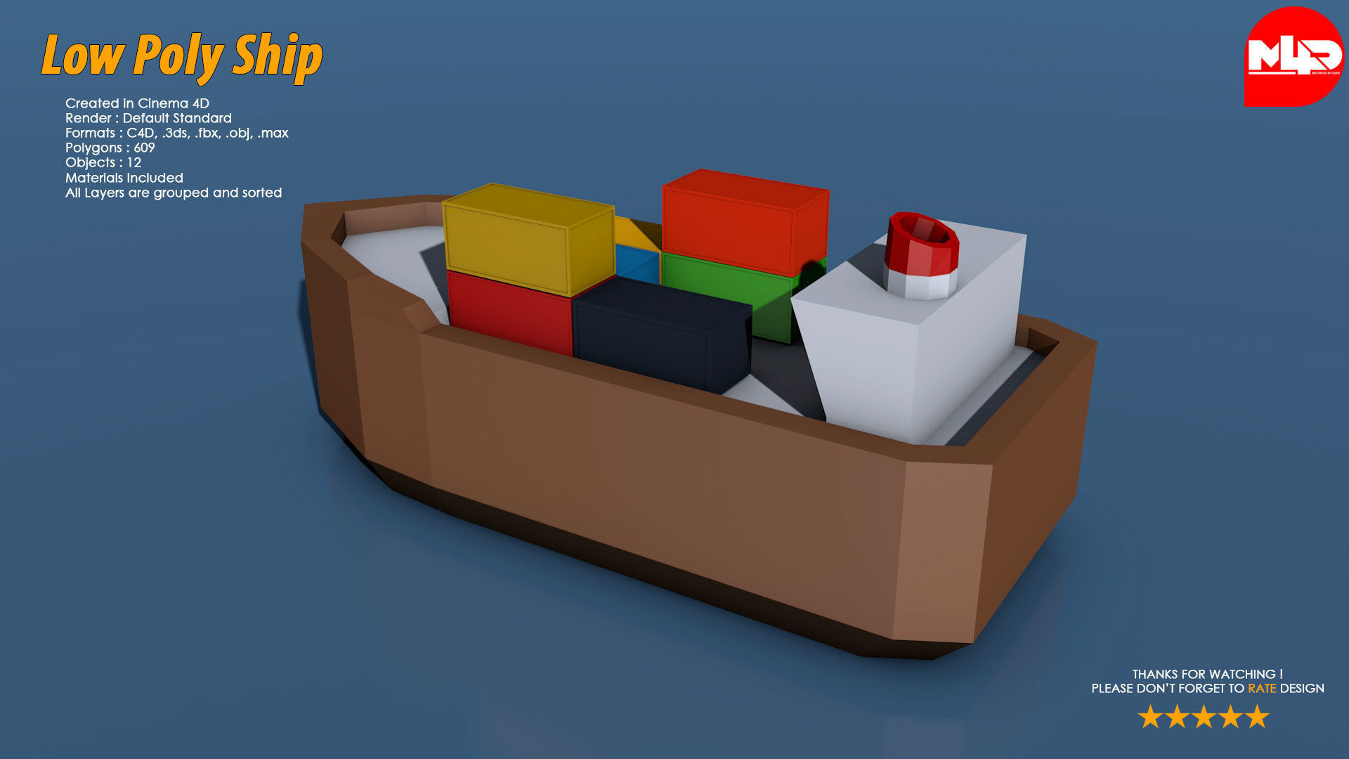 Low Poly Ship Pack Low-poly 3D model_15