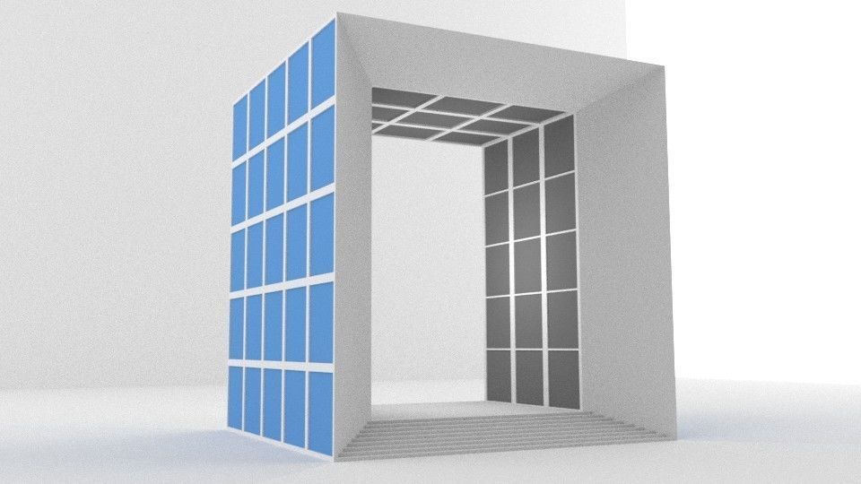 Grande Arche Building Simplified Low-poly 3D model_2