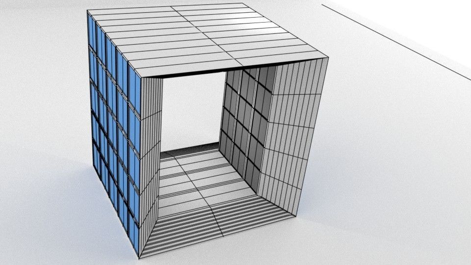 Grande Arche Building Simplified Low-poly 3D model_3