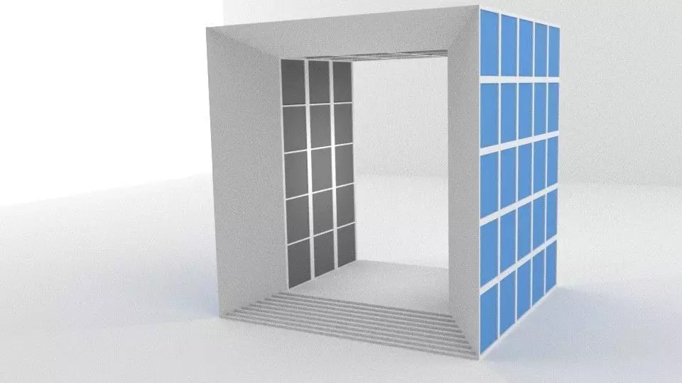 Grande Arche Building Simplified Low-poly 3D model_0