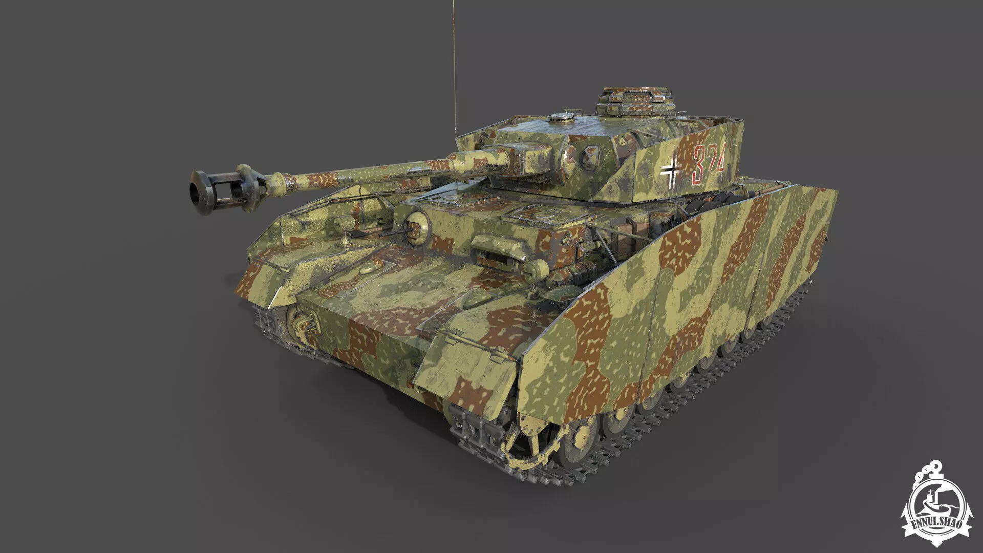 Panzer IV H medium tank gameready Low-poly 3D model