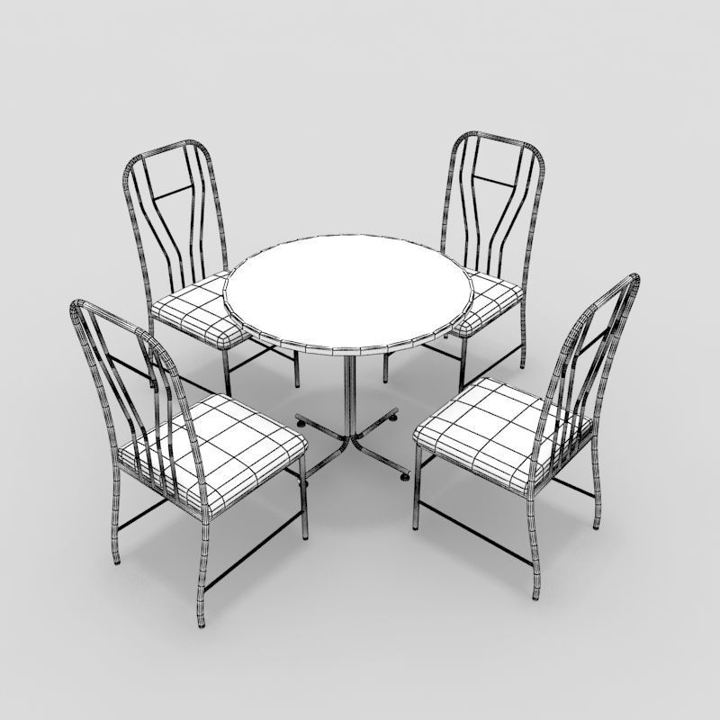 Table with Chairs 3D model_3