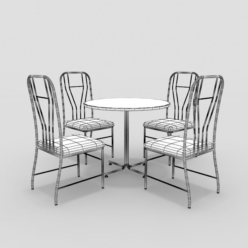 Table with Chairs 3D model_1
