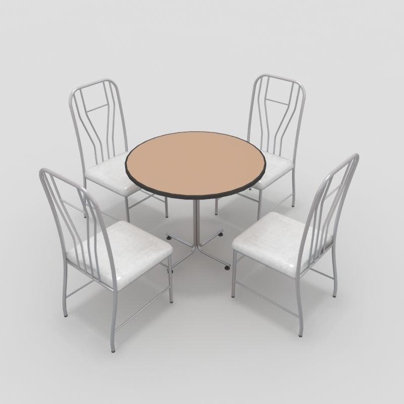Table with Chairs 3D model_2