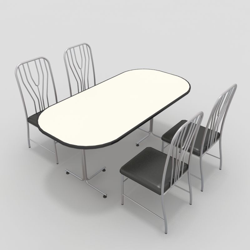 Table with Chairs 3D model_2