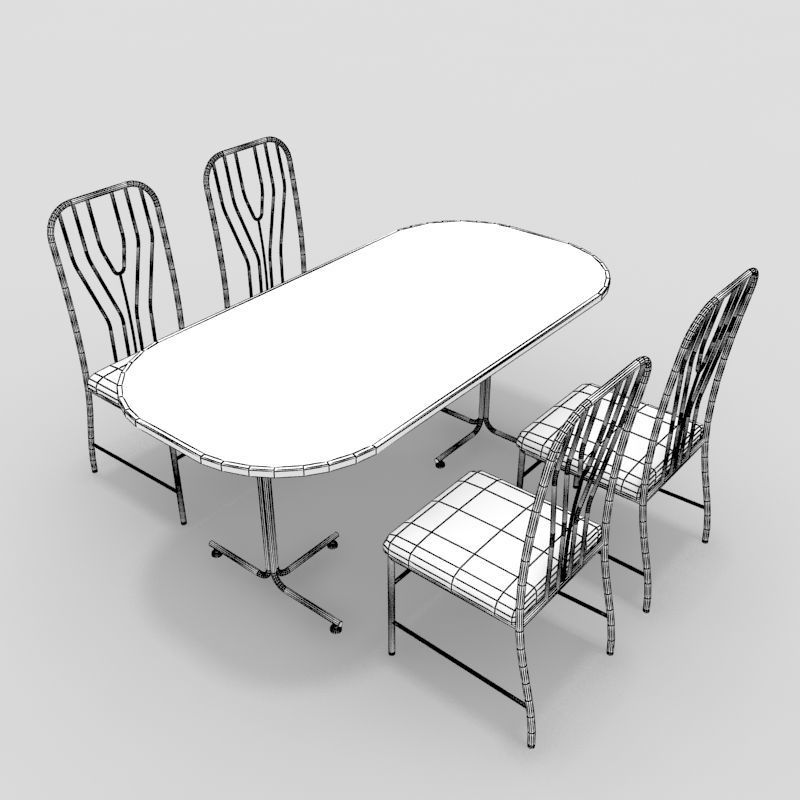 Table with Chairs 3D model_1