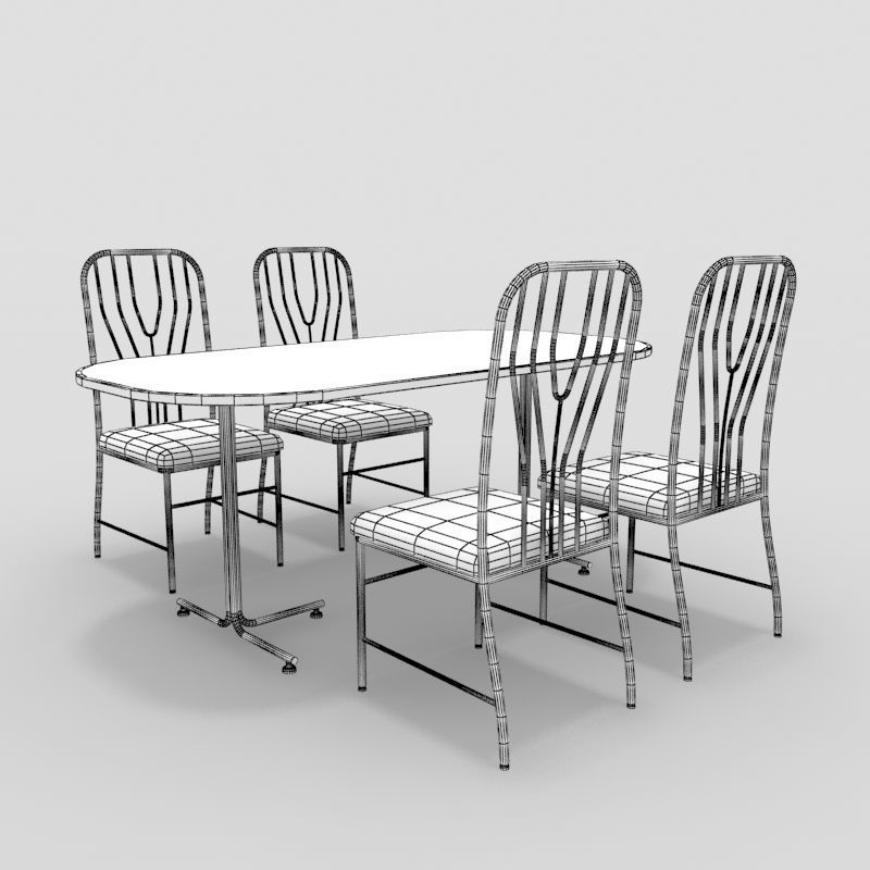Table with Chairs 3D model_3
