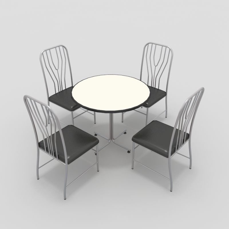 Table with Chairs 3D model_2