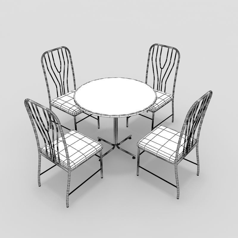 Table with Chairs 3D model_3
