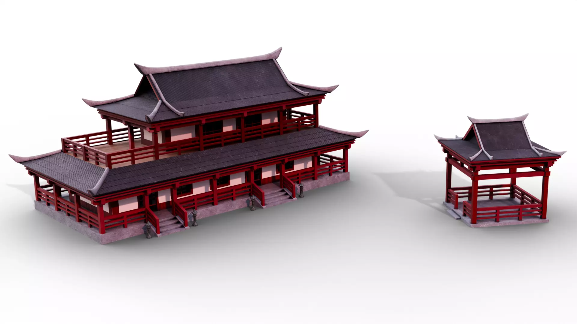 Traditional Asian Style Mansion - Game Ready PBR Free low-poly 3D model