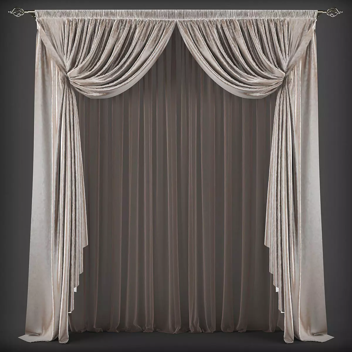 Curtain 3D model 247 Low-poly 3D model_0