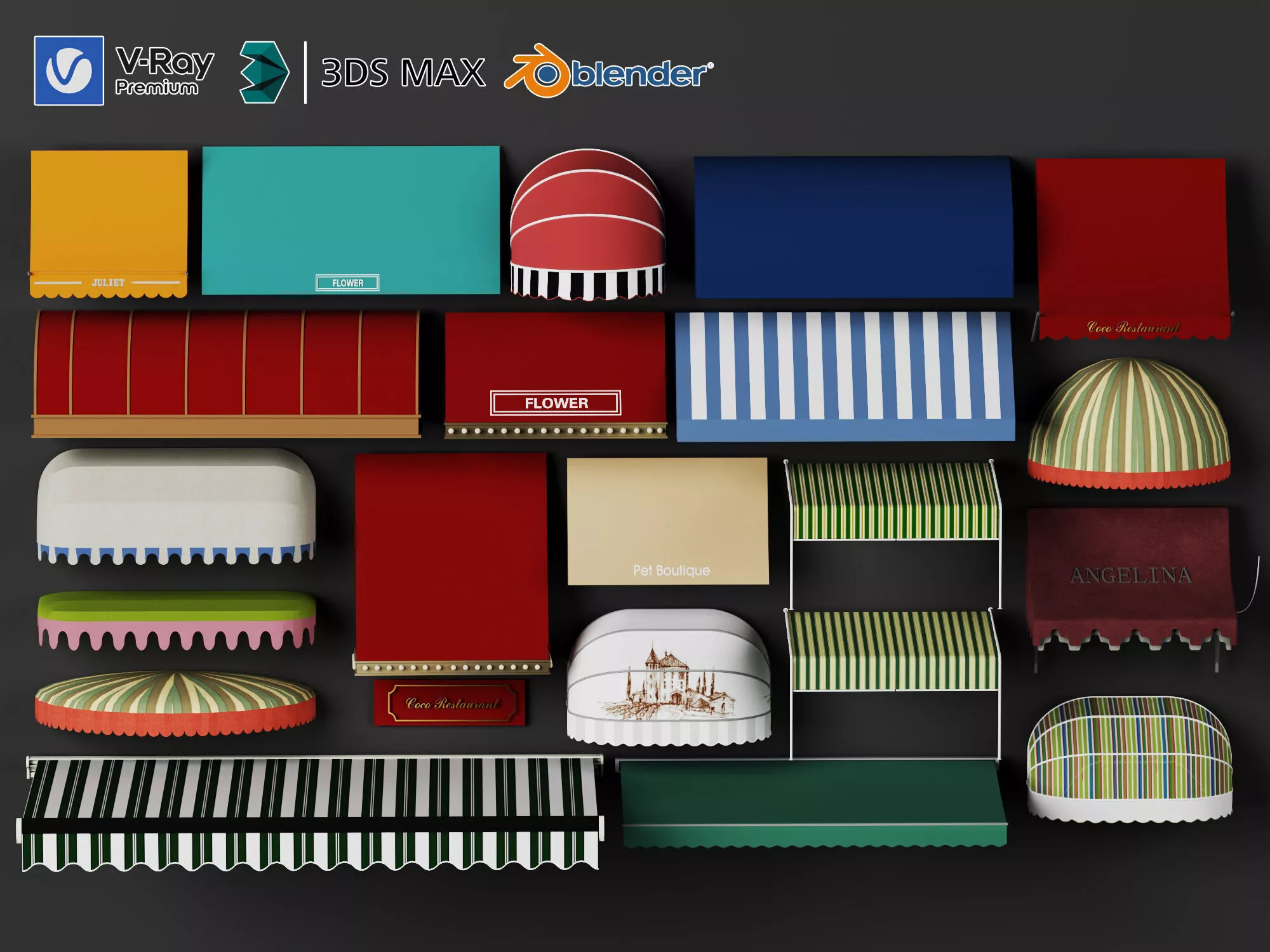 Store awning Low-poly 3D model