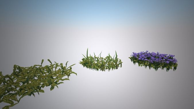 Grass and Flowers for the Environment Low-poly 3D model