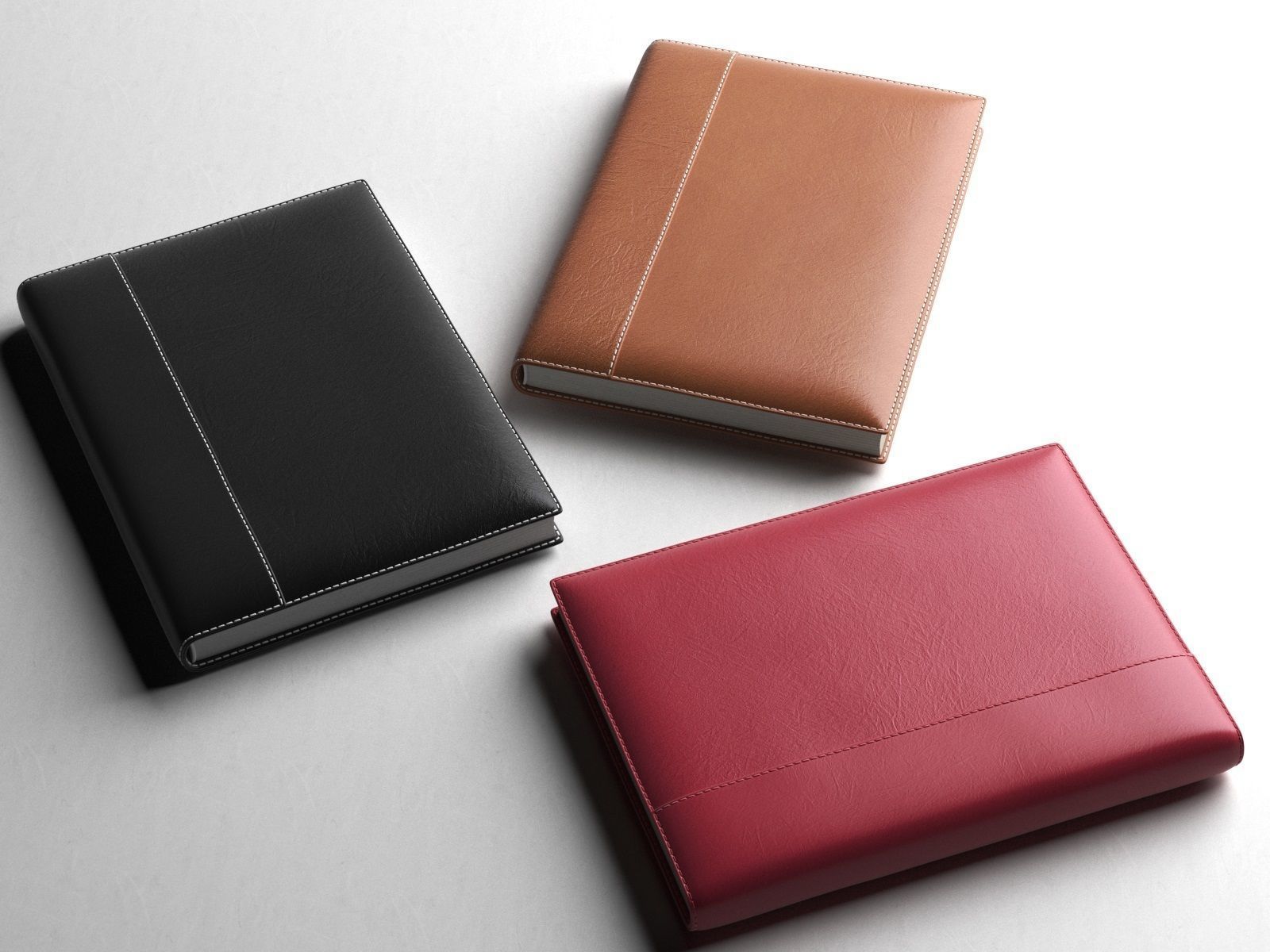 Leather Notebook Set 3D model_1