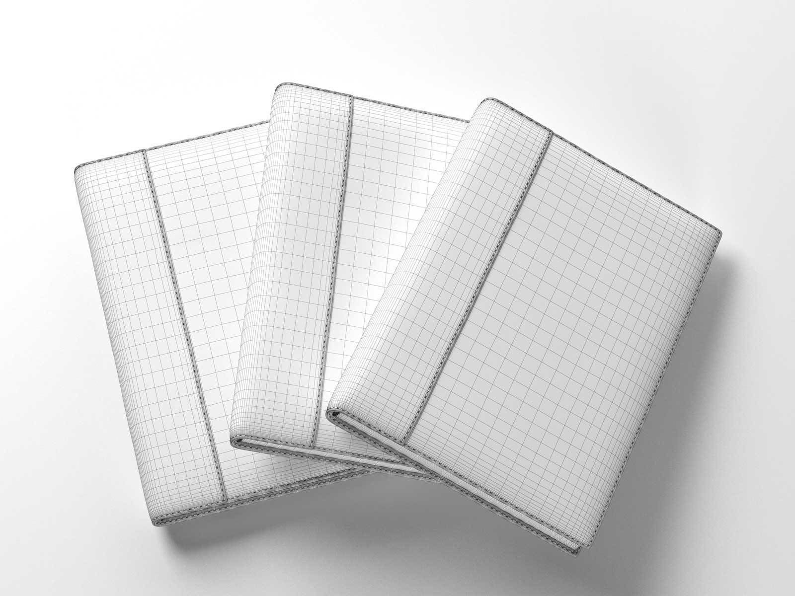 Leather Notebook Set 3D model_3