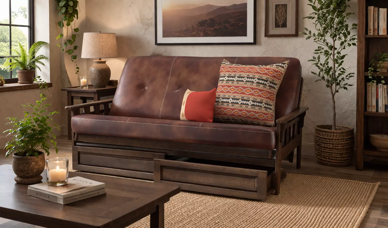 Wooden Storage Sofa Bed Furniture 3D model