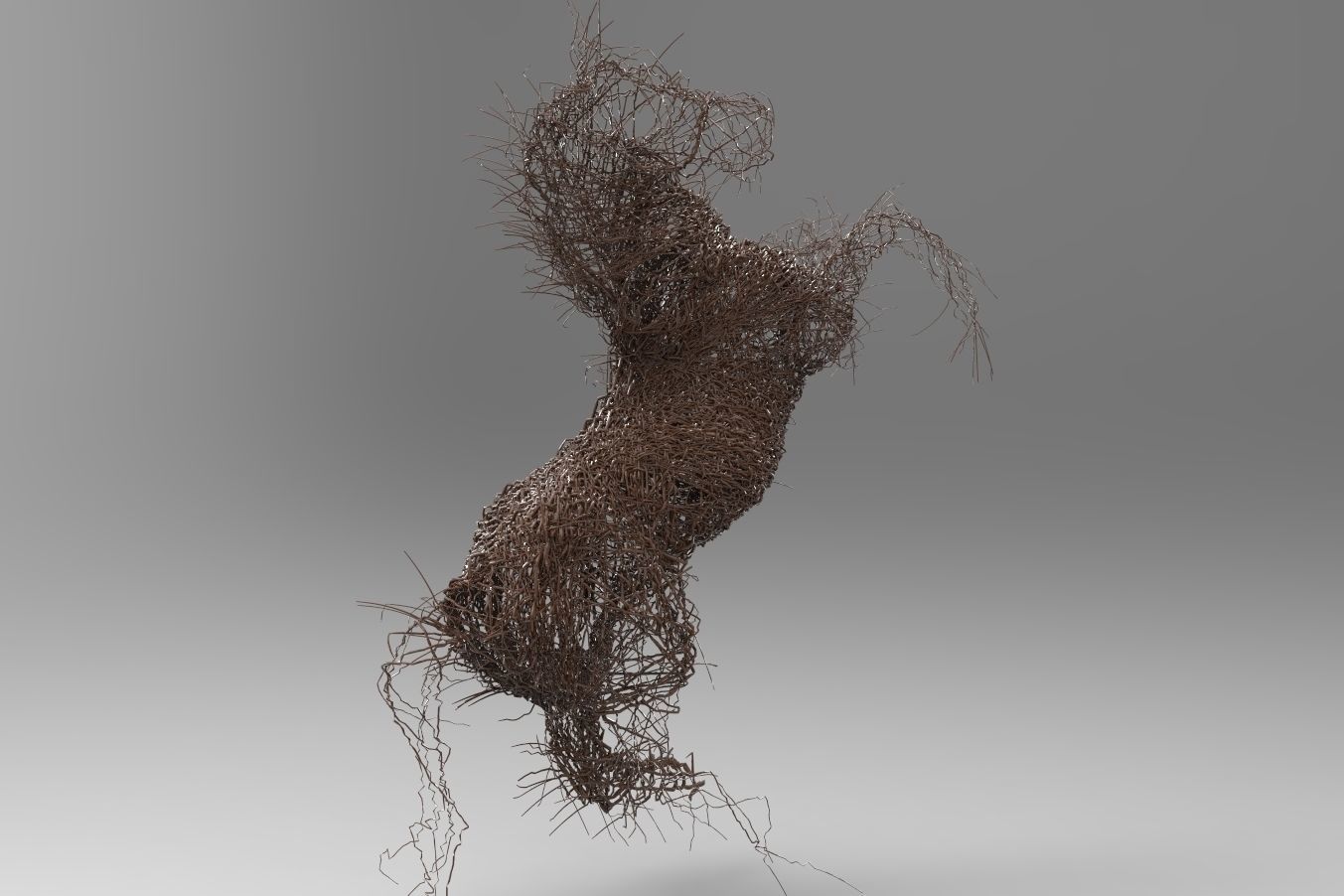 Wire horse sculpture 3D model_3