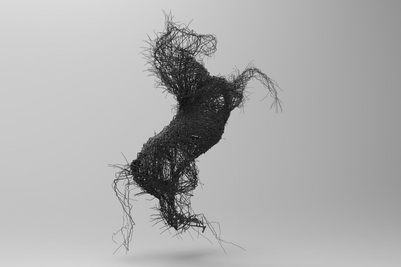 Wire horse sculpture 3D model_1
