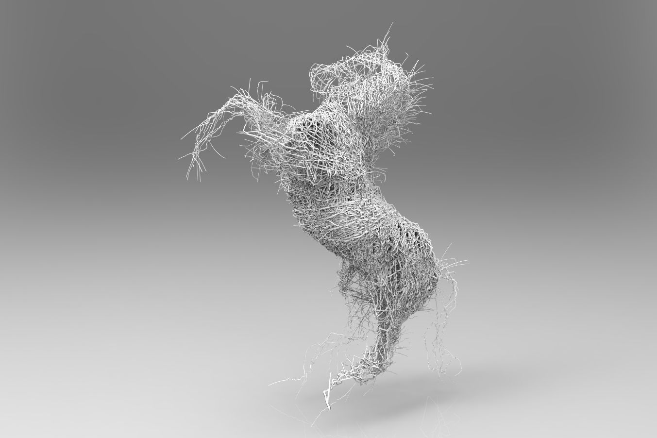 Wire horse sculpture 3D model_2