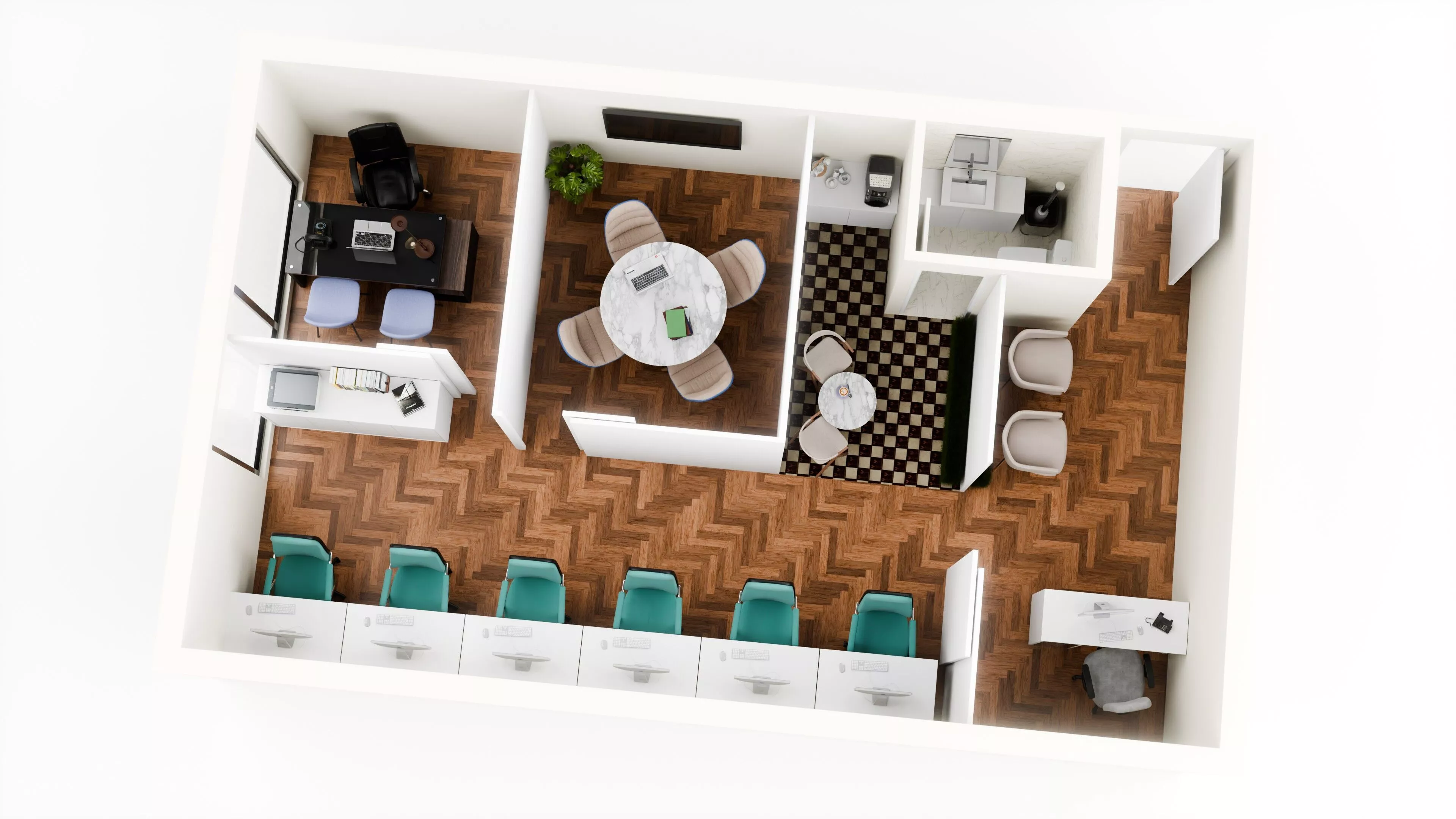 Modern Office Floor Plan Free 3D model
