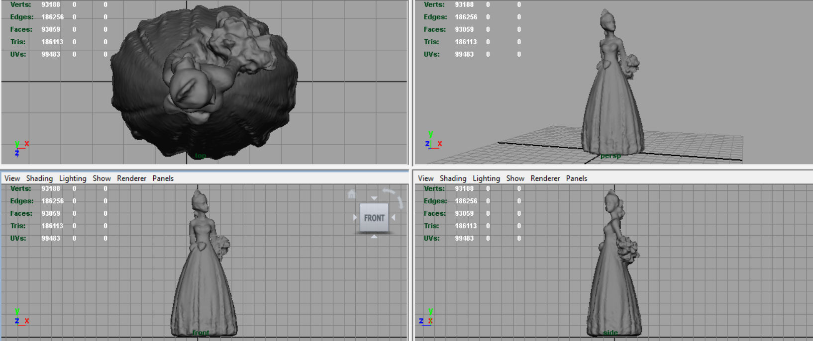 Bride in wedding dress Low-poly 3D model_12