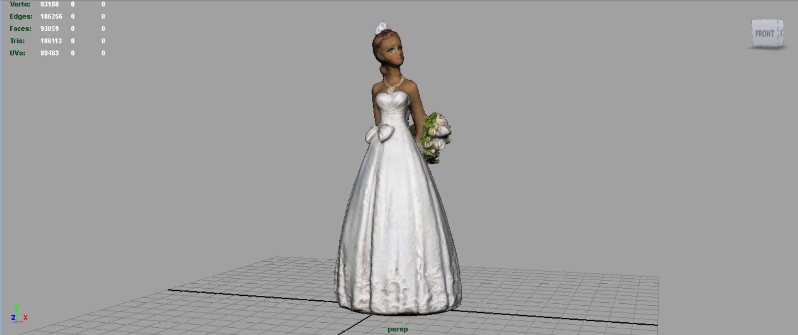 Bride in wedding dress Low-poly 3D model_5